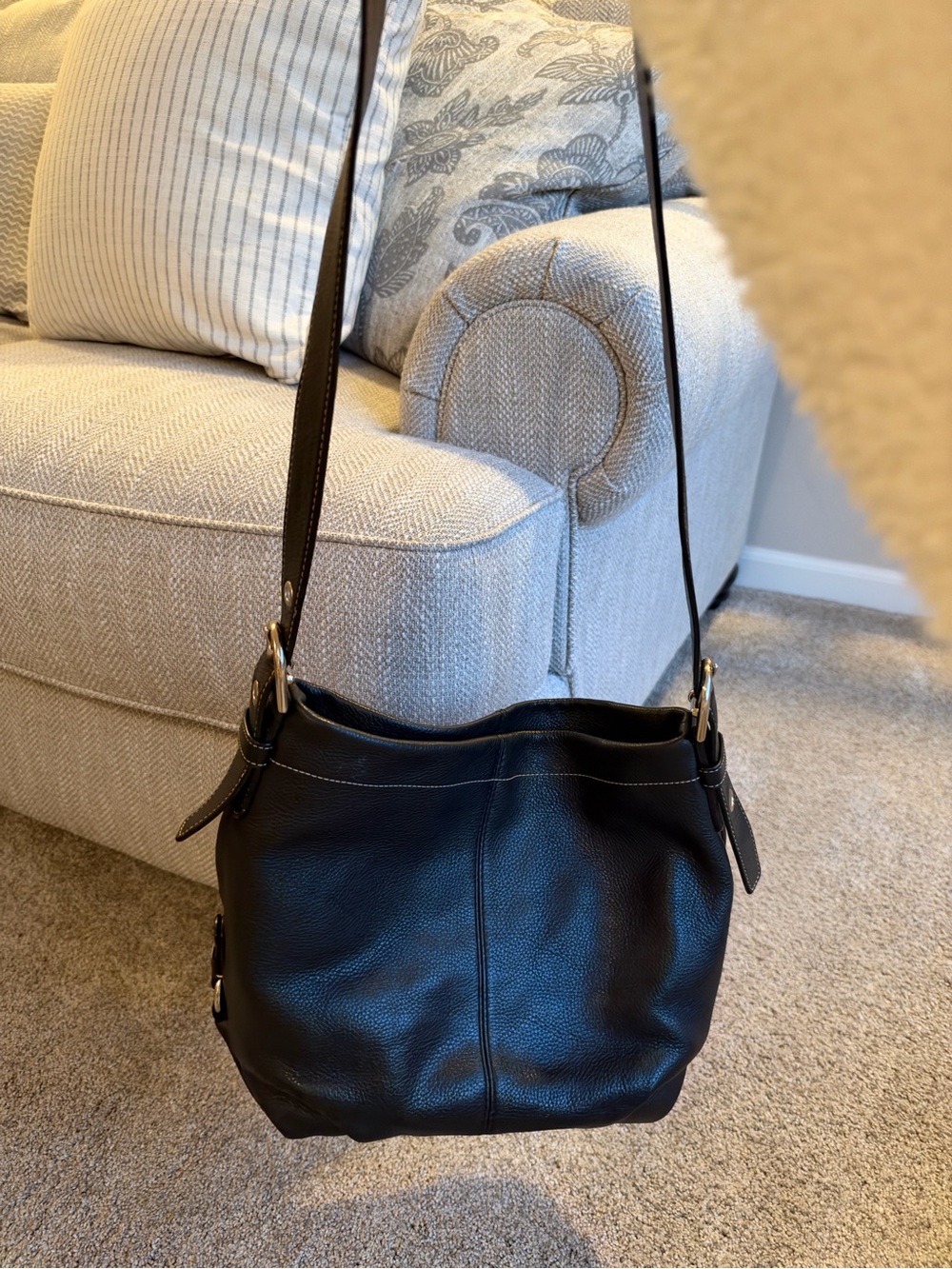 Coach Black Pebbled Leather Hobo Shoulder Bag F15061